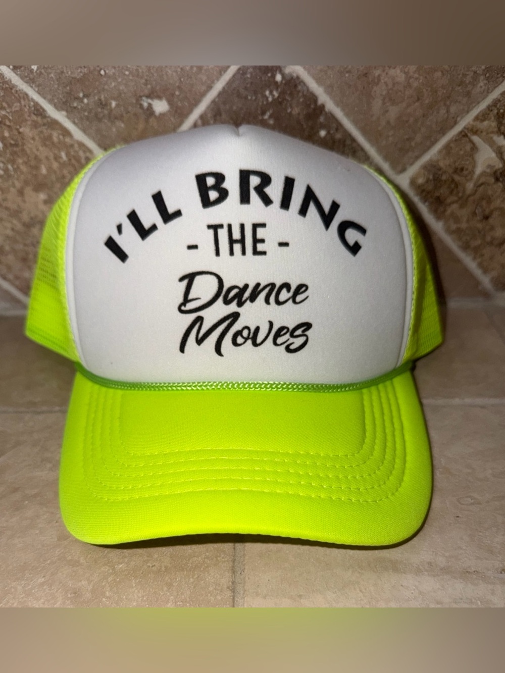 Funky Junque Bridal Snapback I'll Bring the Dance Moves - White/Neon Yellow